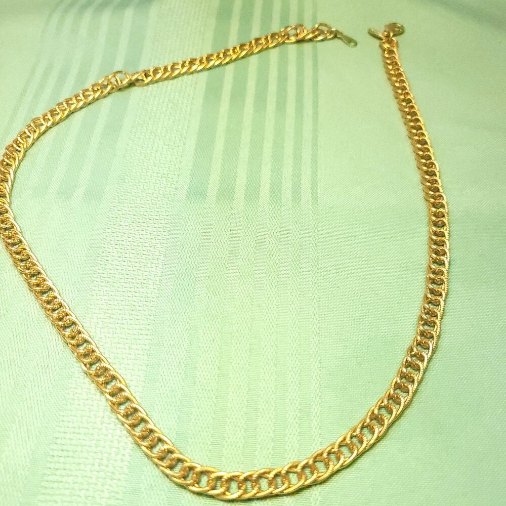 1980s Coro Canada Gold Tone Double Link Chain Necklace 21.5" Signed Tag